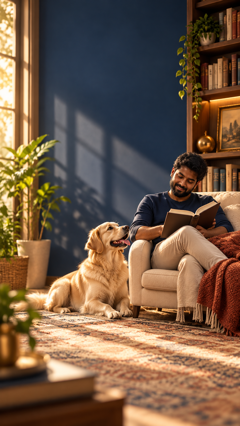 Un lector compartiendo un momento tranquilo con su perro